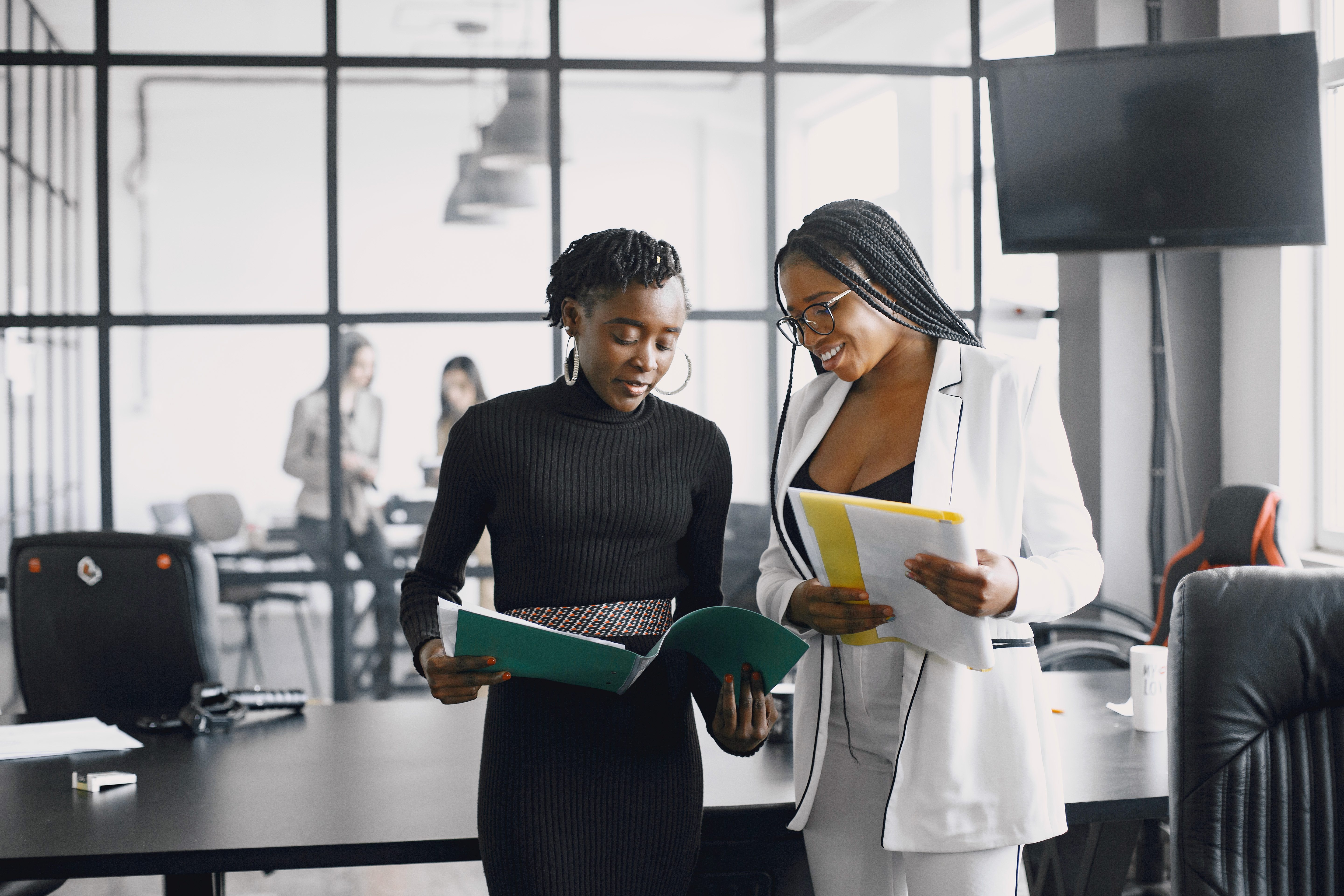 Professional businesswomen collaborating